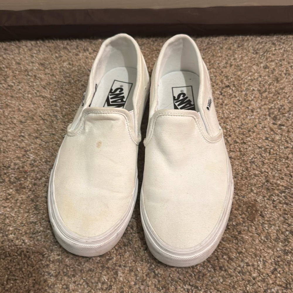 Vans white slip on shoes